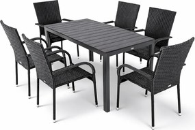 Furnigo Essen 1+6 fekete rattan kerti bútor szett