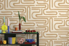 Holden Decor Imaginarium 3 Brushed Geo narancs geometrikus papír tapéta – 14232