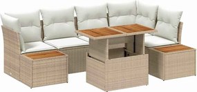 vidaXL Kerti Kanapé Szett tárolóval 10 pcs Bézs Poli rattan