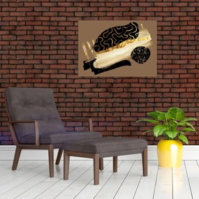 Üveg kép - Absztrakció aranybarna N⁰3 (70x50 cm)
