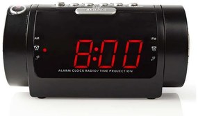 Nedis CLAR005BK - Rádiós ébresztőóra LED kijelzővel és projektorral 230V