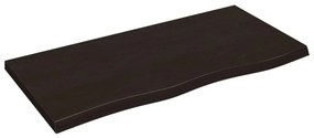 sötétbarna kezelt tömör tölgyfa fali polc 100x50x(2-4) cm