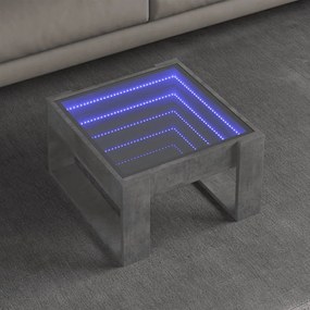 Betonszürke végtelen hatású LED-es dohányzóasztal 50x53x30 cm