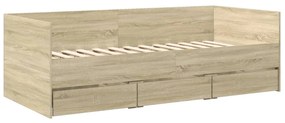 sonoma tölgy kanapéágy fiókkal matrac nélkül 90x200 cm