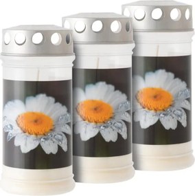 Műanyag sírgyertya „virág” 3 db szett 17 cm