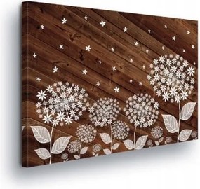 Vászonkép 100x75 Stilizált pitypang virágok csillagok fa rusztikus