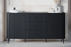 Versper komód 160 cm - fekete / fekete lábak