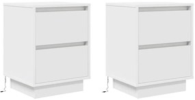 2 db fehér éjjeliszekrények LED világítással 38x34x50 cm