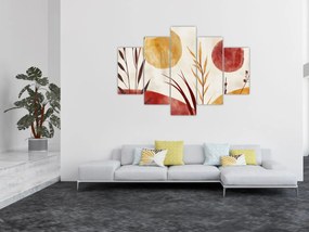 Kép - Növények és körök (150x105 cm)