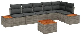 vidaXL Kerti Kanapé Szett párnával 7 pcs Szürke Poli rattan