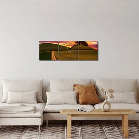 Mező és a színes ég képe (órával) (90x30 cm)