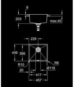 GROHE 31653AP0 - Mosogató K700U 457 × 406 mm kő/fekete