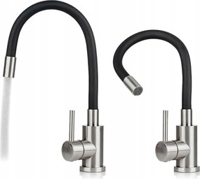 Tess álló konyhai csaptelep forgatható kifolyócsővel mosogatóhoz, fekete