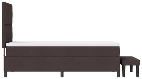 Box Spring Ágy Matraccal és Pad Sötétbarna 80x200 cm Szövet