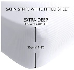 Fehér gumis lepedő 90x190 cm Satin Stripe - Catherine Lansfield