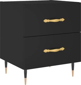 vidaXL fekete szerelt fa és vas éjjeliszekrény 40 x 35 x 47,5 cm