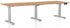 OfficeTech Long állítható magasságú asztal, 240 x 80 cm, szürke alap, craft tölgy