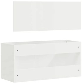 vidaXL magasfényű fehér szerelt fa fürdőszobaszekrény tükörrel