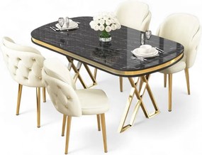 Zae étkezőgarnitúra, fekete márvány-arany, 168 cm – TR240CHR3074