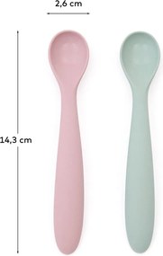 Rózsaszín-türkiz műanyag-szilikon gyerek kanál szett 2 db-os Lili – Kave Home