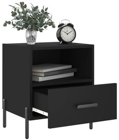 2 db fekete szerelt fa és vas éjjeliszekrény 40 x 35 x 47,5 cm