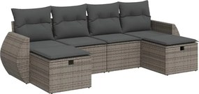 vidaXL 6 részes szürke polyrattan kerti ülőgarnitúra párnákkal
