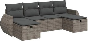 vidaXL 6 részes szürke polyrattan kerti ülőgarnitúra párnákkal