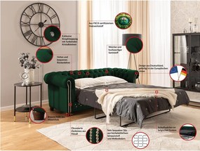 Zöld bársony kinyitható kanapé 203 cm York Blik – Ropez