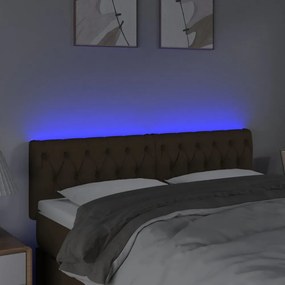 sötétbarna szövet LED-es fejtámla 144 x 7 x 78/88 cm