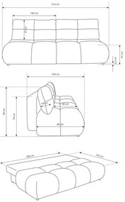 NUORO zöld, kihúzható háromszemélyes kanapé tárolórésszel