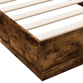 füstös tölgy színű ágykeret LED-világítással 90x200 cm