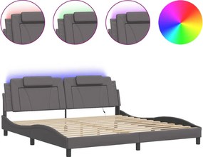 vidaXL szürke ágykeret Viana LED-ekkel matrac nélkül 200 x 200 cm