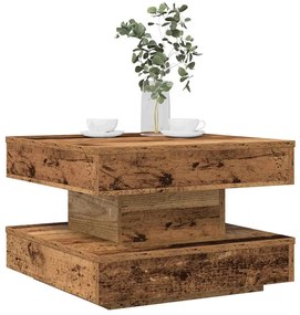 Antik fa dohányzóasztal 360 fokban forgatható 50x50x34,5cm