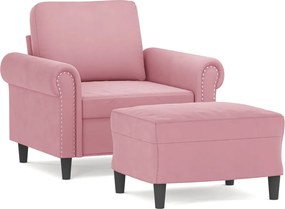 vidaXL rózsaszín bársony kanapéfotel lábtartóval 60 cm