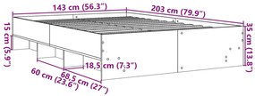barna tölgy színű szerelt fa ágykeret matrac nélkül 140x200 cm
