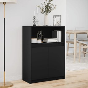 fekete szerelt fa tálalószekrény LED-del 72 x 34 x 100 cm