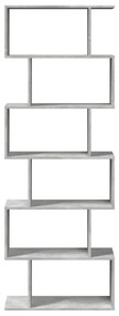 6 szintes betonszürke fa térelválasztó könyvespolc 70x24x193 cm