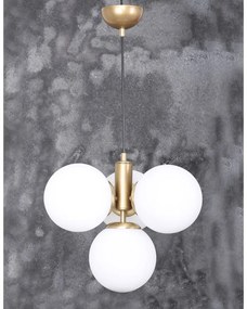 Fehér-aranyszínű függőlámpa üveg búrával ø 15 cm Hector – Squid Lighting