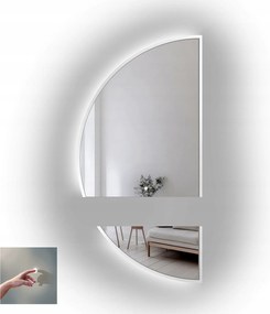 Doppio félkör alakú tükör fehér Mdf keretben, két részes Led 60x120