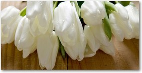 Fotó kép edzett üveg Fehér tulipánok 140x70