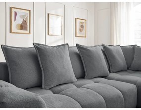 Sötétszürke zsenília kinyitható-tárolóhelyes sarokkanapé (jobb oldali-L alakú) Everest – Bobochic Paris