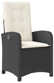 9 részes fekete polyrattan kerti étkezőgarnitúra párnákkal