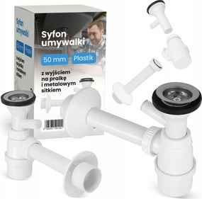 MOSDÓSZIfon 50 mm Mosogató lefolyó Palack Mosdó kimenet Mosógép W2-T