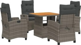 vidaXL 5 részes szürke polyrattan kerti étkezőgarnitúra párnával