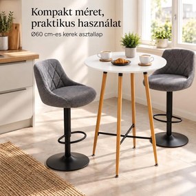 Bárasztal, kerek MDF asztallappal, Ø60 x 102 cm, fehér/tölgy