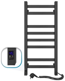 Fürdőszobai létrás törölközőszárító radiátor termosztáttal AVANGARD 251W/230V 80,6cm IP44 fekete jobb oldali