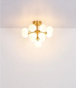 Globo 56143-13GD Mennyezeti lámpa fém aranyszínű matt, fehér színű üveg gömbökkel, ø: 560mm, M: 430mm, 13x G9 LED 5W 230V izzók nélkül