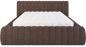 Barna kárpitozott ágyneműtartós franciaágy ágyráccsal 140x200 cm Carilla – ELTAP