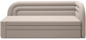 Bézs bársony kinyitható-tárolóhelyes kanapé jobb oldali 223 cm Fabillo – ELTAP