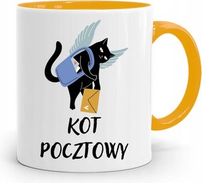 Sárga Bögre Postás Macska Képeslap Ajándék nyomtatott fényképpel